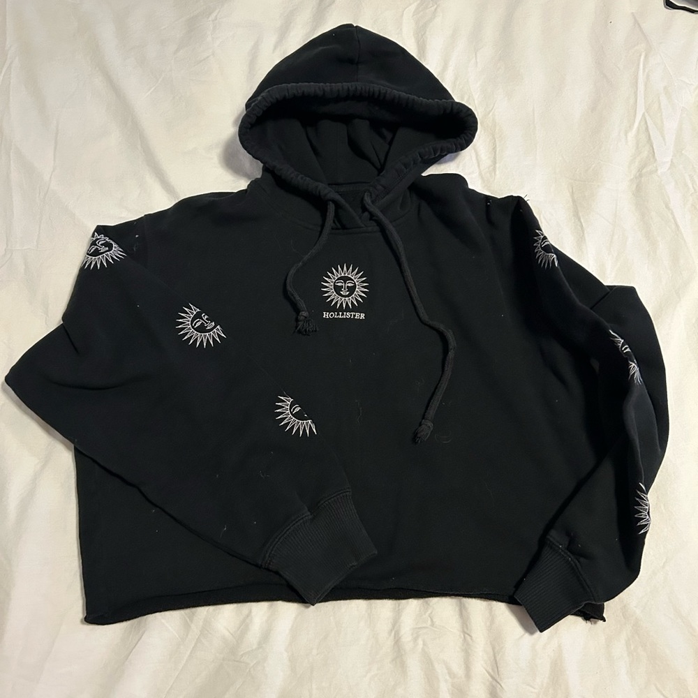 Hollister crop hoodie with sun embroidery